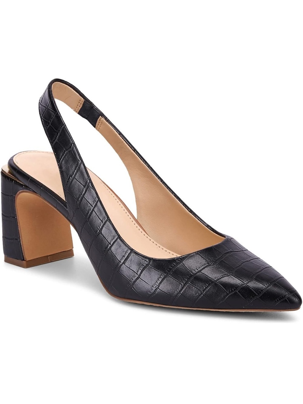 Slingback Chunky Heels Point Toe Pumps Shoes Block Heel 6-1059
